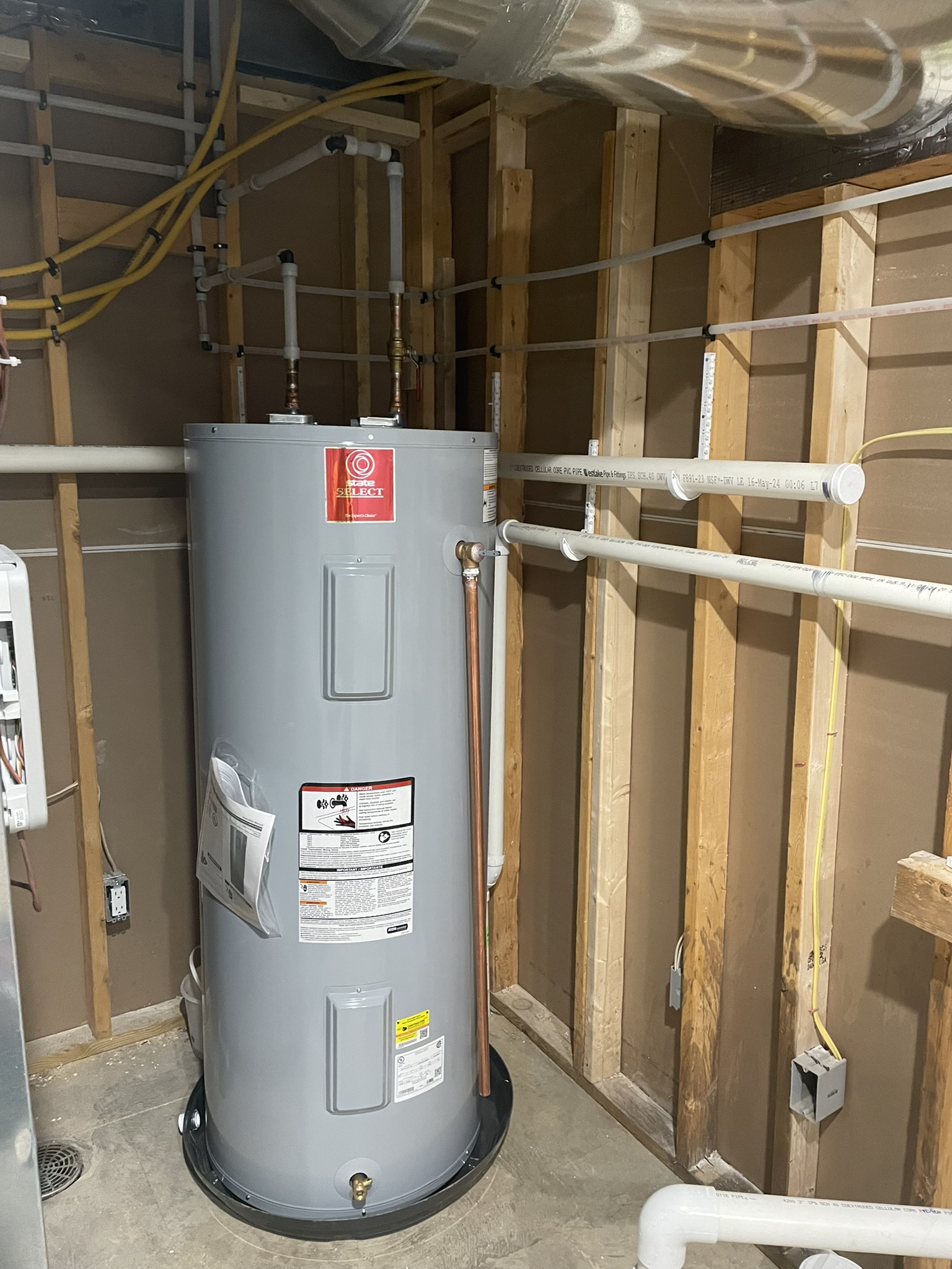 Water heater installation with new piping and valves